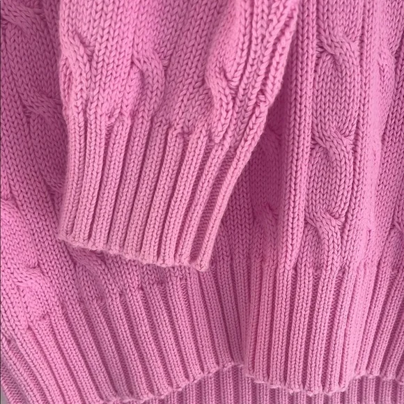 Ralph Lauren classic sport pink cable knit logo sweater slim fit size medium - Picture 5 of 10